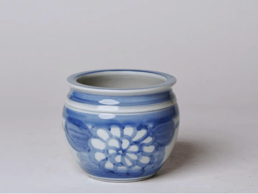 B&W Hand Painted Floral Pot Small - LaFayes