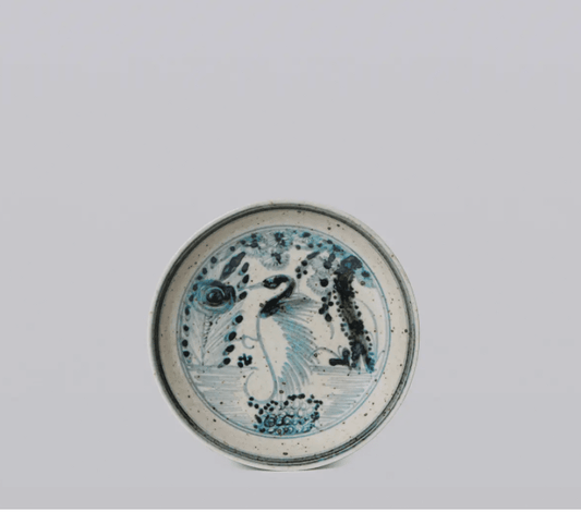 B&W Porcelain Dancing Crane Dish small - LaFayes