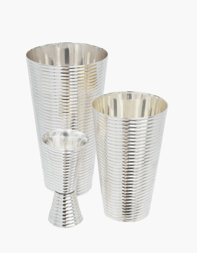 Fluted Silver 3 pc. Cocktail Shaker Set - LaFayes