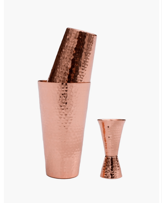 Hammered Solid Copper Cocktail Shaker Set - LaFayes