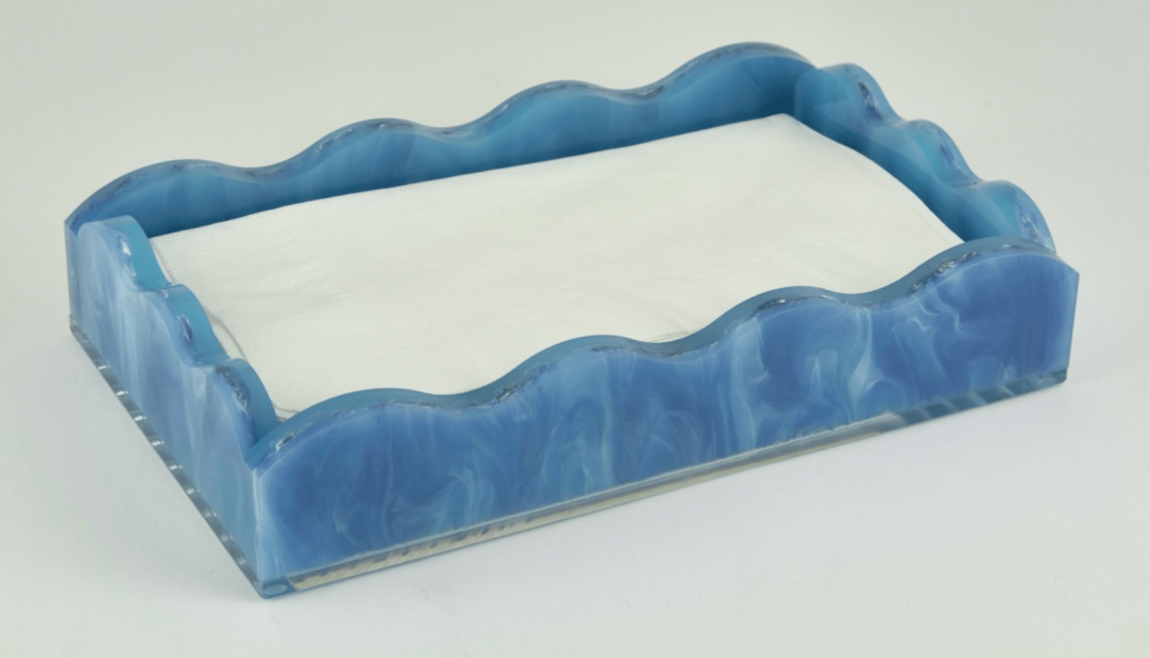 Lucite Marblelized Guest Towel Tray "Blue" - LaFayes