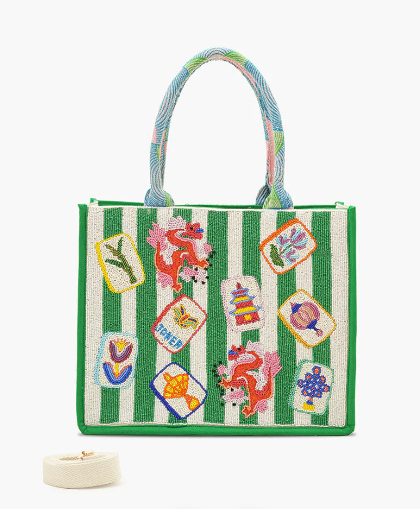 Mahjong Beaded Lg. Tote - LaFayes