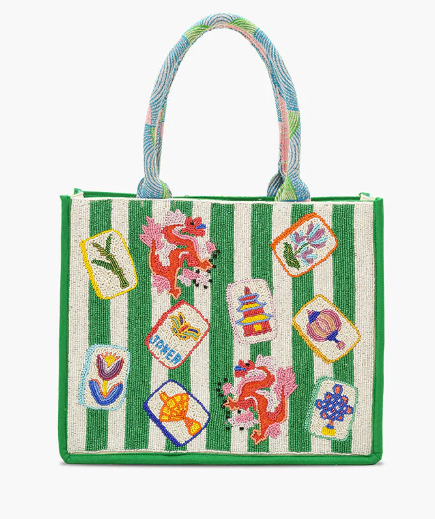 Mahjong Beaded Lg. Tote - LaFayes