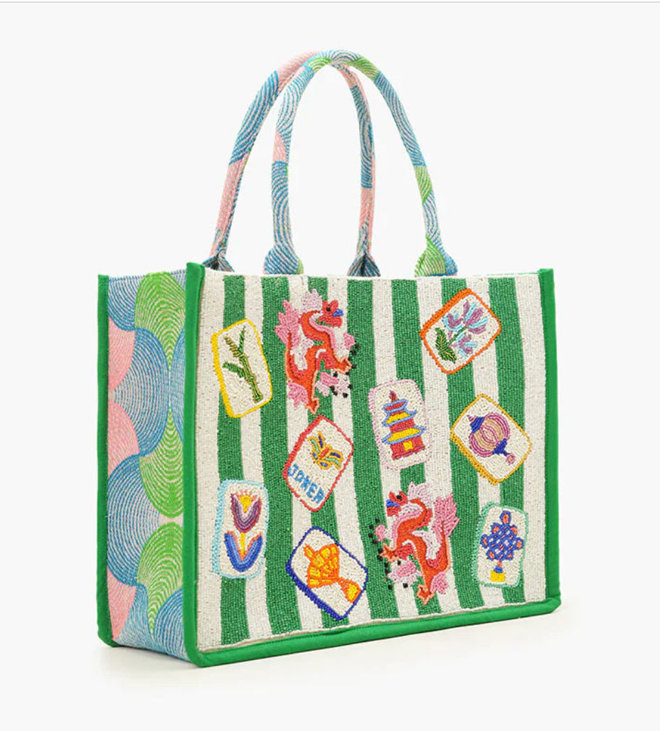 Mahjong Beaded Lg. Tote - LaFayes