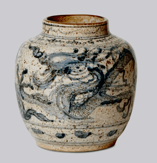 Rustic Porcelain Dragon Vase SM - LaFayes