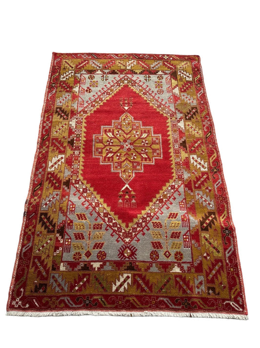 Vintage Turkish Red and Gold Oushak Rug - The Art of Broken Pieces